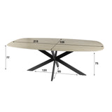 Valente Ovaal 215 Travertine 3D Keramiek Eettafel