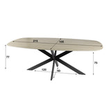 Mesa de comedor de cerámica 3D en travertino Valente Ovaal 215 
