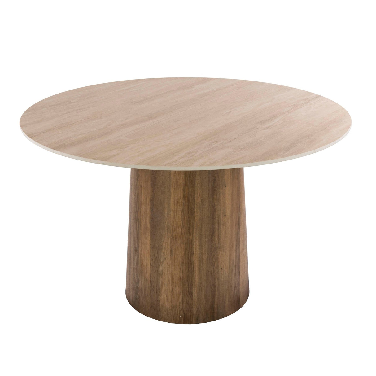 Mesa de comedor redonda Jimi Ø120 cm cerámica travertino beige