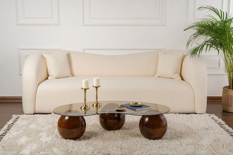 Salontafel Sphere Walnoot en Brons 120x70 cm Walnut Bronze Tempered glass