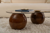 Salontafel Sphere Walnoot en Brons 120x70 cm Walnut Bronze Tempered glass