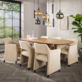 Juego de 2 sillas de comedor Jaroq arena con ruedas 