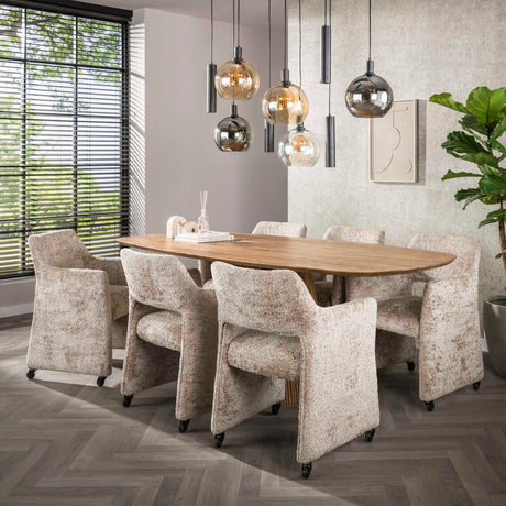 Conjunto de 2 sillas de comedor Siena Alura arena con ruedas 