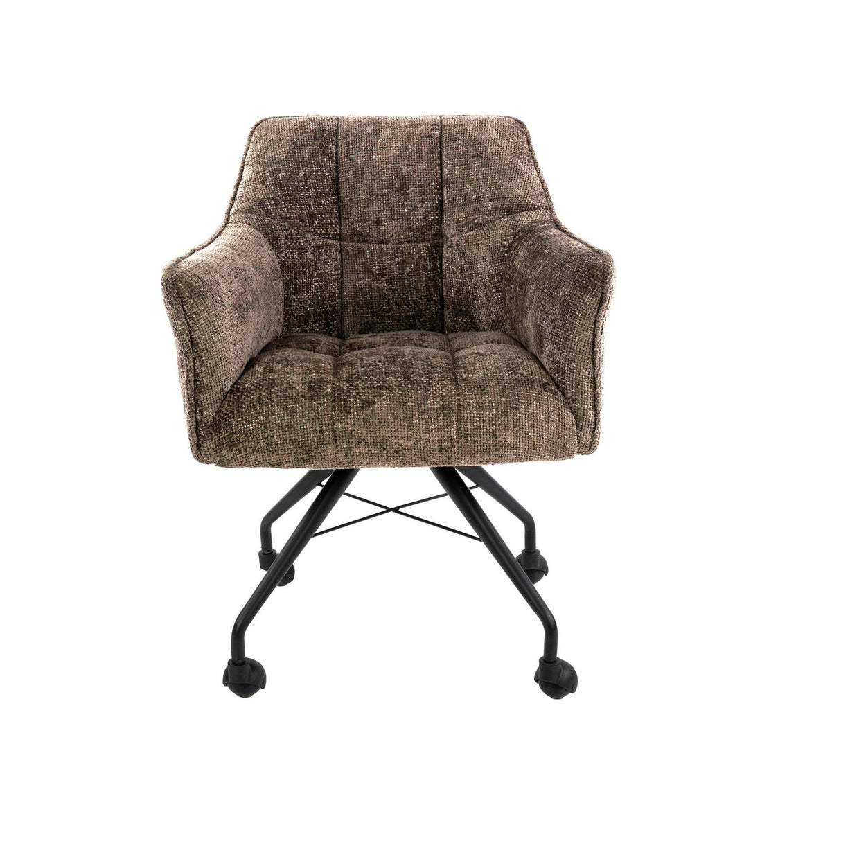 Conjunto de 2 sillas de comedor Richmond taupe de tela con ruedas 