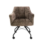 Conjunto de 2 sillas de comedor Richmond taupe de tela con ruedas 