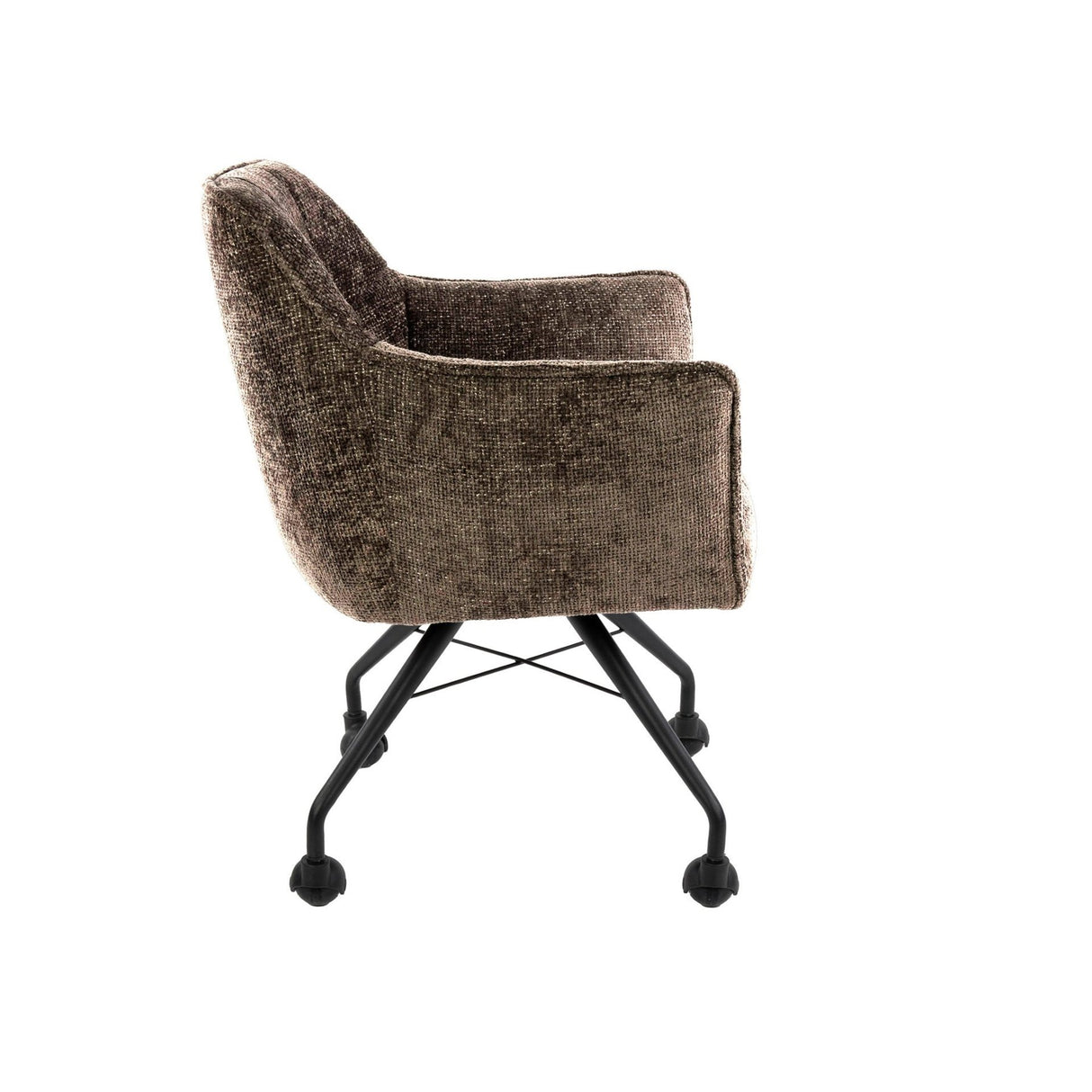 Conjunto de 2 sillas de comedor Richmond taupe de tela con ruedas 