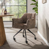 Conjunto de 2 sillas de comedor Richmond taupe de tela con ruedas 