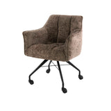 Conjunto de 2 sillas de comedor Richmond taupe de tela con ruedas 