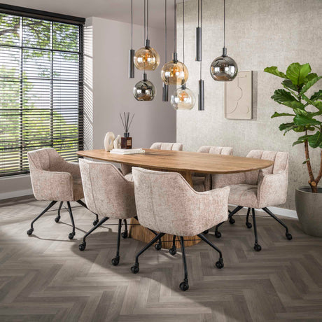 Juego de 2 sillas de comedor Hoven color arena elegante 