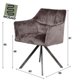 Set van 2 Eetkamerstoelen Lino Velvet Antraciet Draaibaar