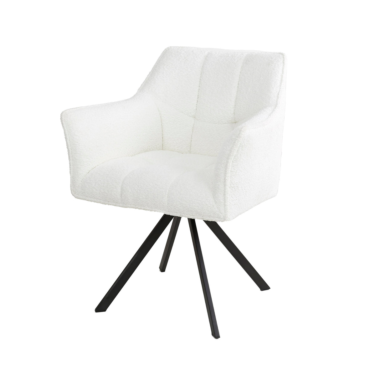 Set van 2 Eetkamerstoelen Lino Bouclé wit draaibaar