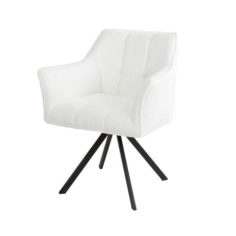 Silla de comedor Lino Bouclé Blanco Giratoria 