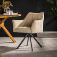 Sillas de comedor - Silla de comedor Lino Bouclé Arena Giratoria Rejilla - Dimehouse