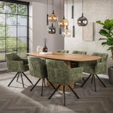 Silla de comedor Lino Verde Giratoria 