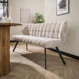 Banco de comedor Lino Chenille Tela Riche Arena 180 cm Cuadrícula 