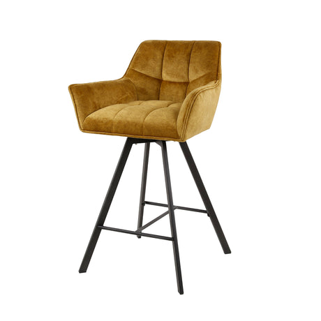 Set van 2 Barkrukken Lino Velvet Goud Draaibaar