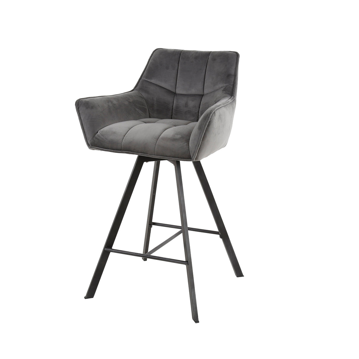 Set van 2 Barkrukken Lino Velvet Antraciet Draaibaar