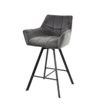 Set van 2 Barkrukken Lino Velvet Antraciet Draaibaar