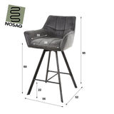 Set van 2 Barkrukken Lino Velvet Antraciet Draaibaar