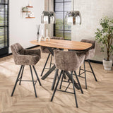 Juego de 2 taburetes de bar de tela chenilla Lino Rich Taupe giratorios 