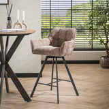 Set van 2 Barkrukken Lino Chenille Stof Rich Champagne Draaibaar
