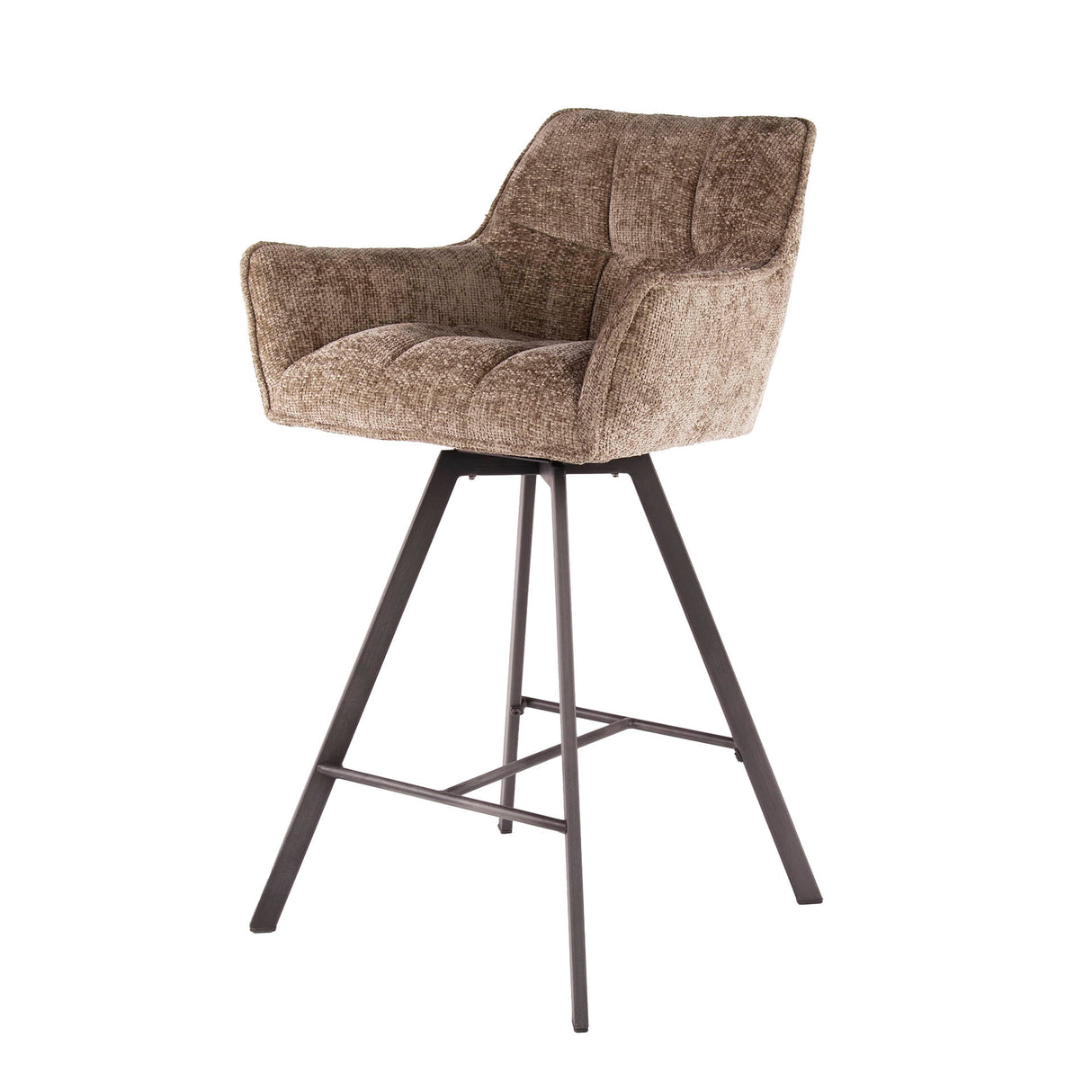 Set van 2 Barkrukken Lino Chenille Stof Rich Champagne Draaibaar