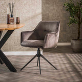Set van 2 eetkamerstoelen Chia Velvet Antraciet Draaibaar