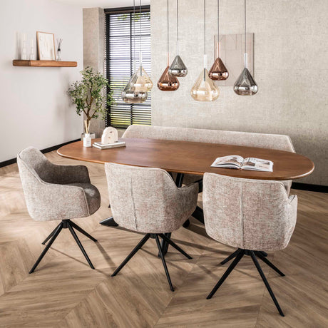 Set van 2 eetkamerstoelen Chia Rich Stof Zand Draaibaar