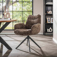 Sillas de comedor - Silla de comedor Elite Taupe Chenille Fabric Rich Giratoria - Dimehouse