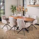 Juego de 2 sillas de comedor Elite Zand Chenille Tela Ricamente Giratoria 