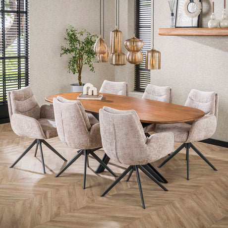 Juego de 2 sillas de comedor Elite Zand Chenille Tela Ricamente Giratoria 