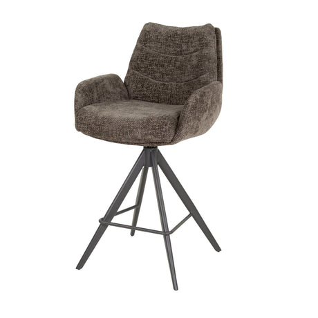 Set van 2 Barkrukken Elite Taupe Chenille Stof Rich Draaibaar