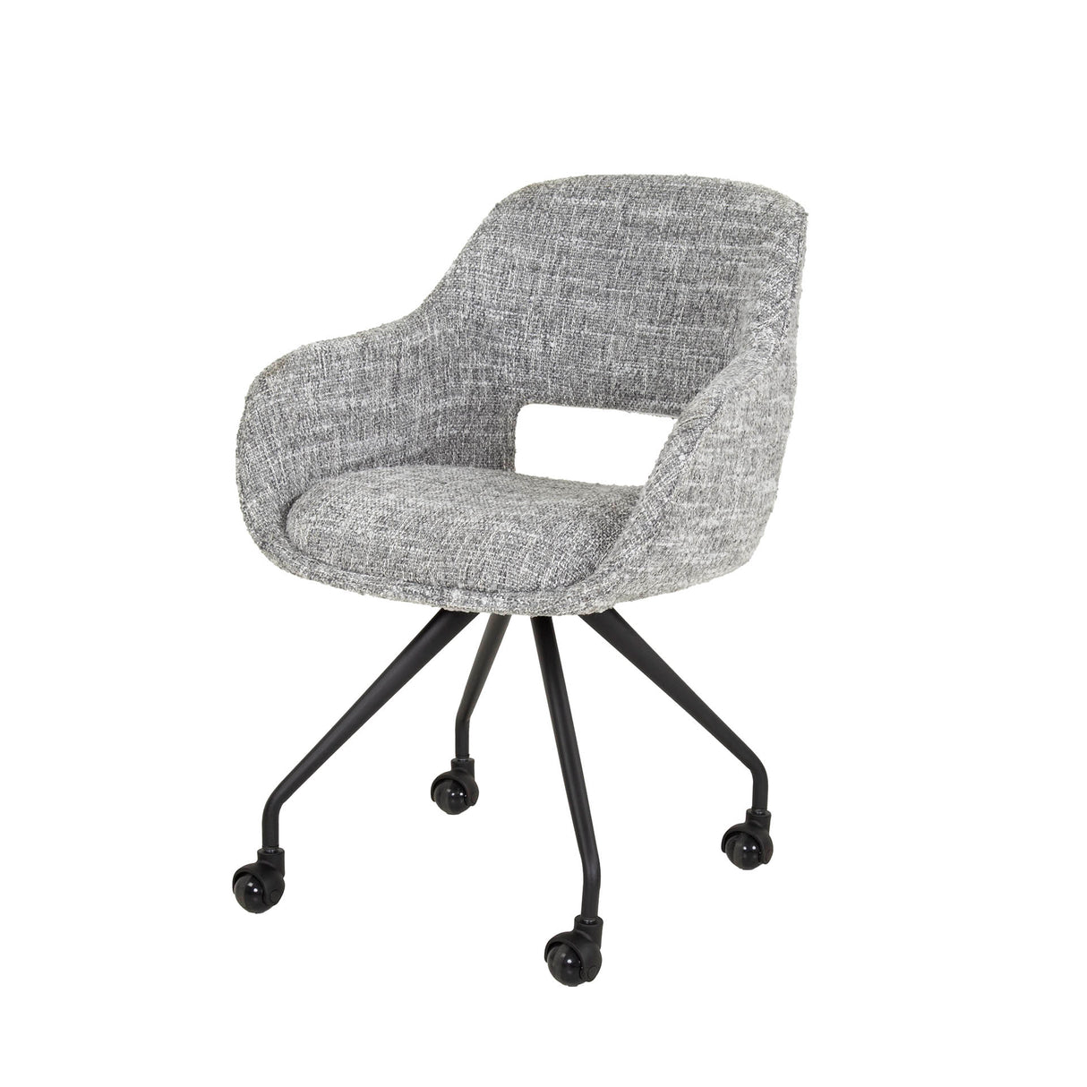 Set van 2 Eetkamerstoelen Met Wieltjes Springo Draaibaar Eagle Stof Staalgrijs