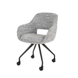 Silla de comedor con ruedas Springo giratoria, tela Eagle, gris acero 