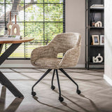 Silla de comedor con ruedas Springo giratoria Eagle tela arena 