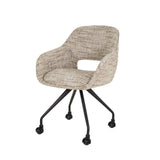 Set van 2 Eetkamerstoelen Met Wieltjes Springo Draaibaar Eagle Stof Zand