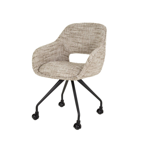 Silla de comedor con ruedas Springo giratoria Eagle tela arena 