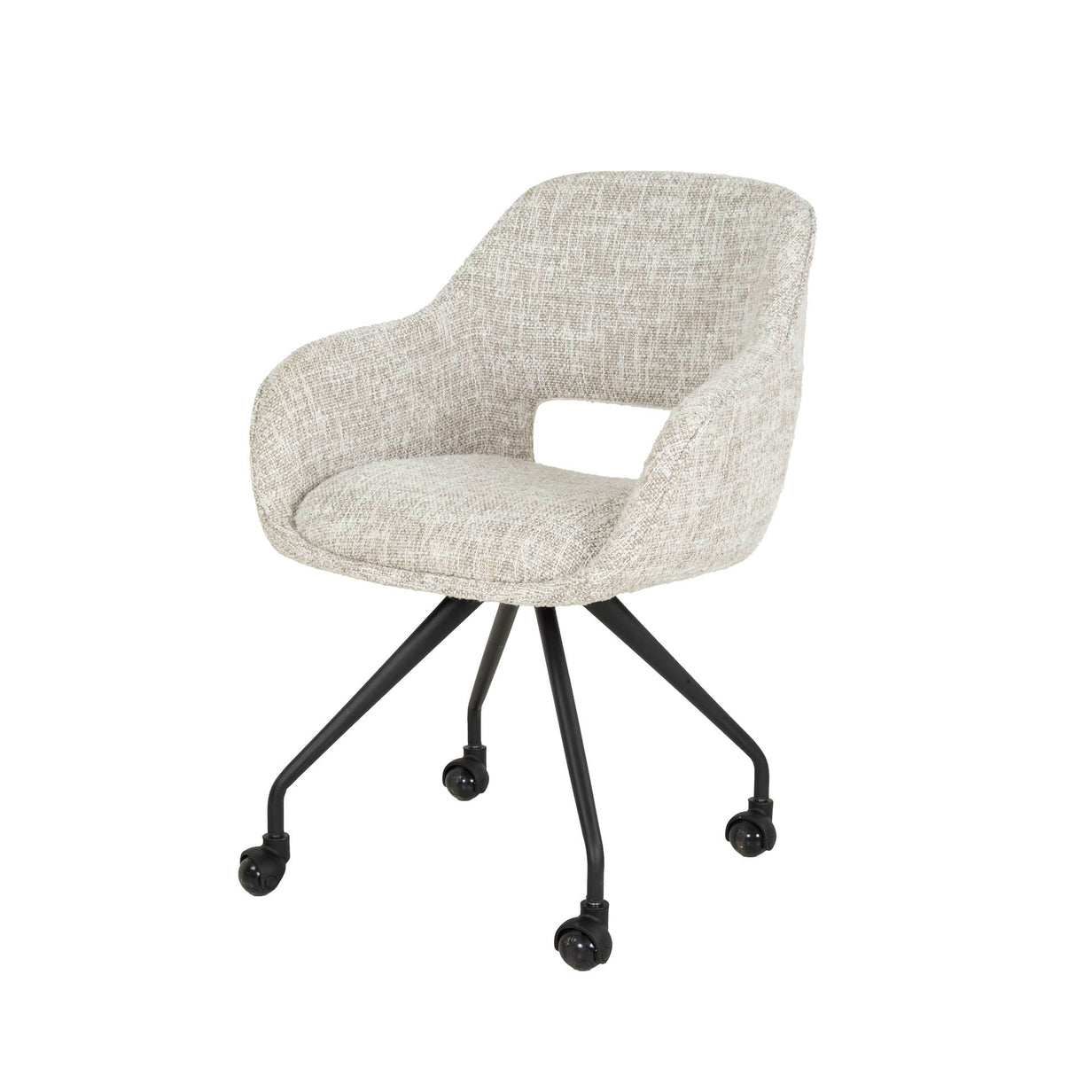 Set van 2 Eetkamerstoelen Met Wieltjes Springo Draaibaar Eagle Stof Crème