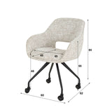 Set van 2 Eetkamerstoelen Met Wieltjes Springo Draaibaar Eagle Stof Crème