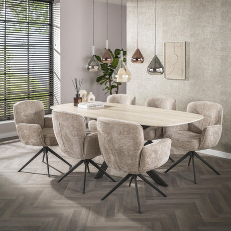 Set de 2 sillas de comedor Savona giratorias Hoven color arena 