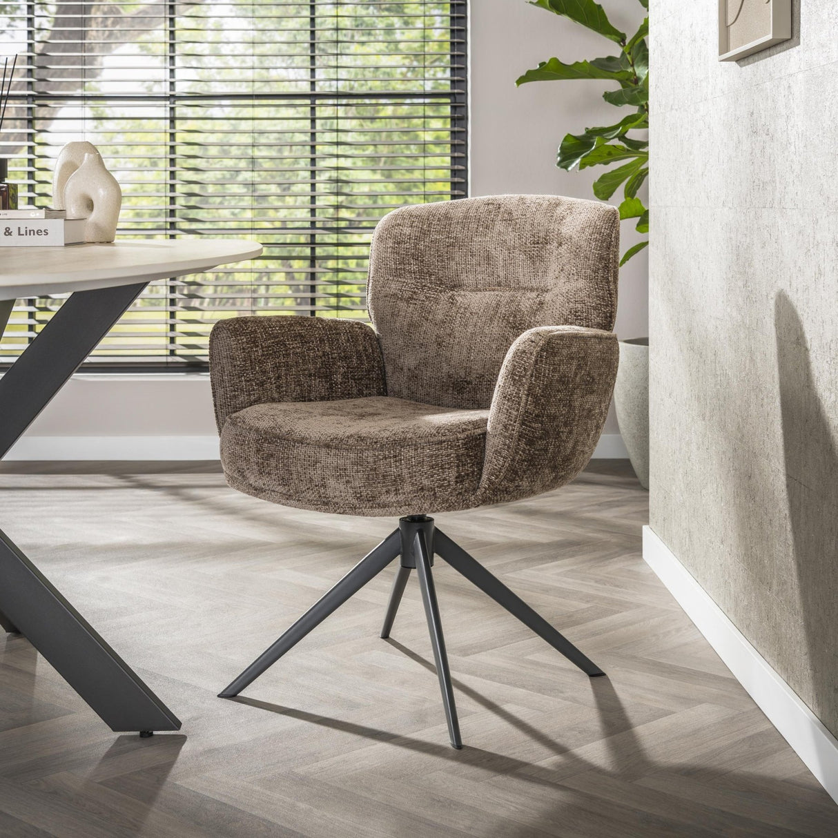 Conjunto de 2 sillas de comedor Milano giratorias Hoven color champán brillante 