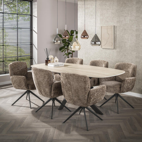 Conjunto de 2 sillas de comedor Milano giratorias Hoven color champán brillante 