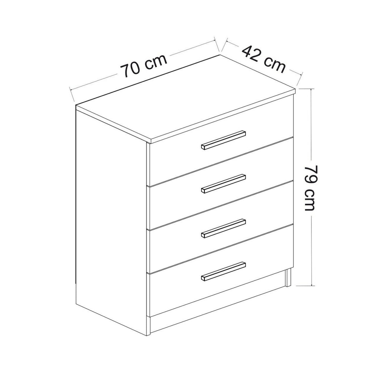 Ladekasten - Ladekast Kale Wit Melamine 70x42x79 cm - Dimehouse