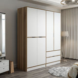 Kledingkasten - Kledingkast Elina Wit Goud Melamine 185x208x52 cm - Dimehouse