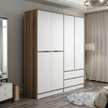 Armario Elina Gold White Melamine 185x208x52 cm