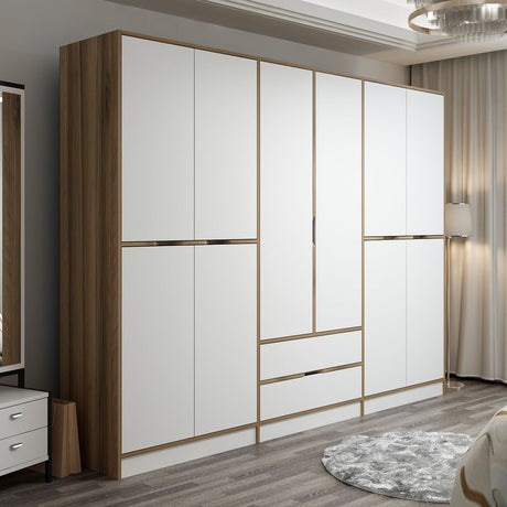 Armario Elina Gold White Melamine 277x208x52 cm