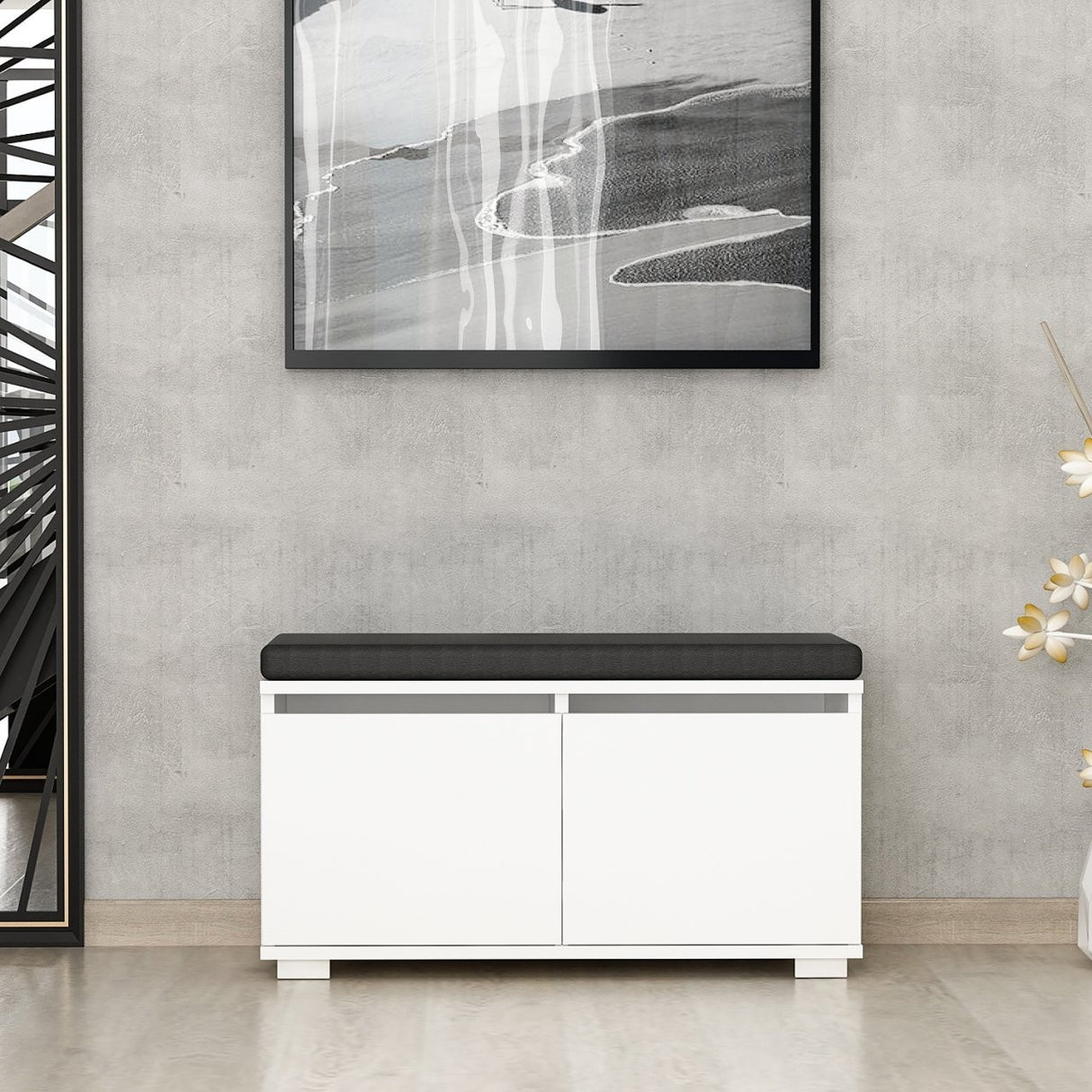 Schoenenkasten - Schoenenkast Drago Wit Melamine 80x42x35 cm - Dimehouse