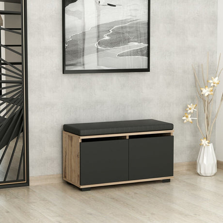 Shoe Gabinet Drago Nuez Melamina negra 80x42x35 cm