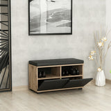 Schoenenkasten - Schoenenkast Drago Walnoot Zwart Melamine 80x42x35 cm - Dimehouse