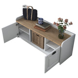 Schoenenkasten - Schoenenkast Samos Wit Walnoot Melamine - Dimehouse